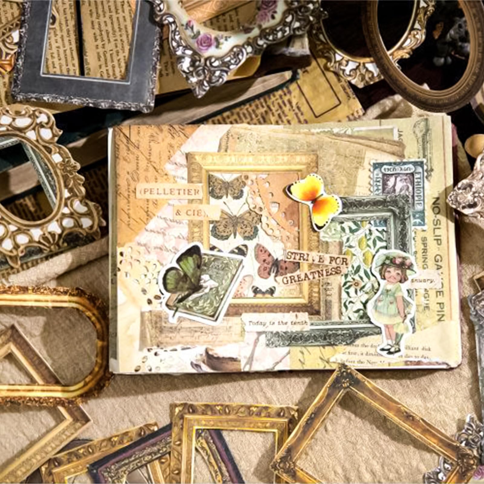 WANDIC Vintage Scrapbook Frames Card, 180 Pcs Vintage Hollow